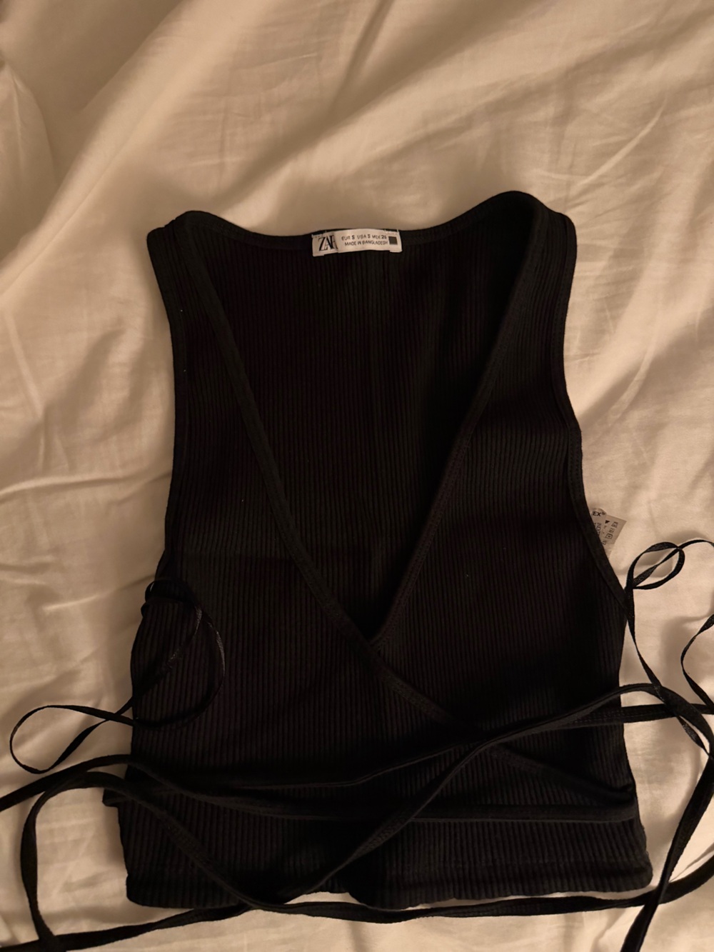 Zara Black Asymmetrical Ribbed Wrap Skirt